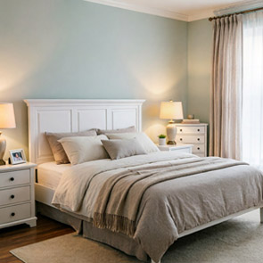 white furniture,white bed